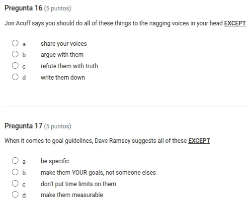 pregunta 16 (5 puntos) jon acuff says you should do all of these things…