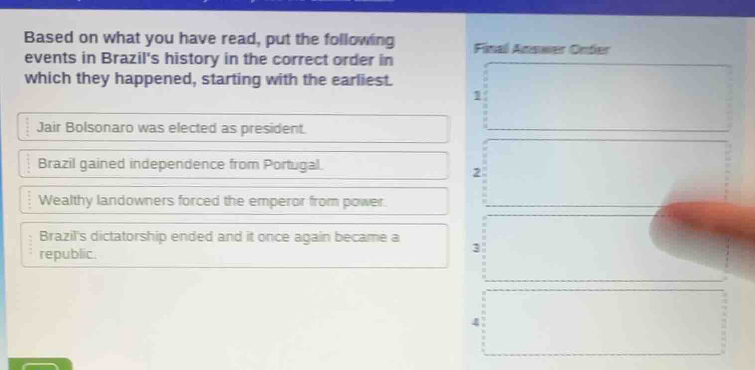 based on what you have read, put the following events in brazils histor…