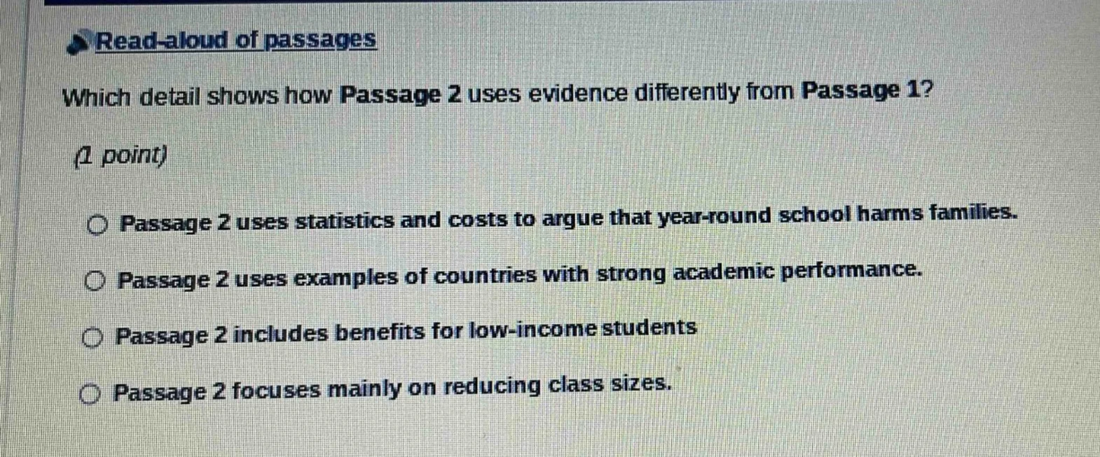 read - aloud of passages which detail shows how passage 2 uses evidence…