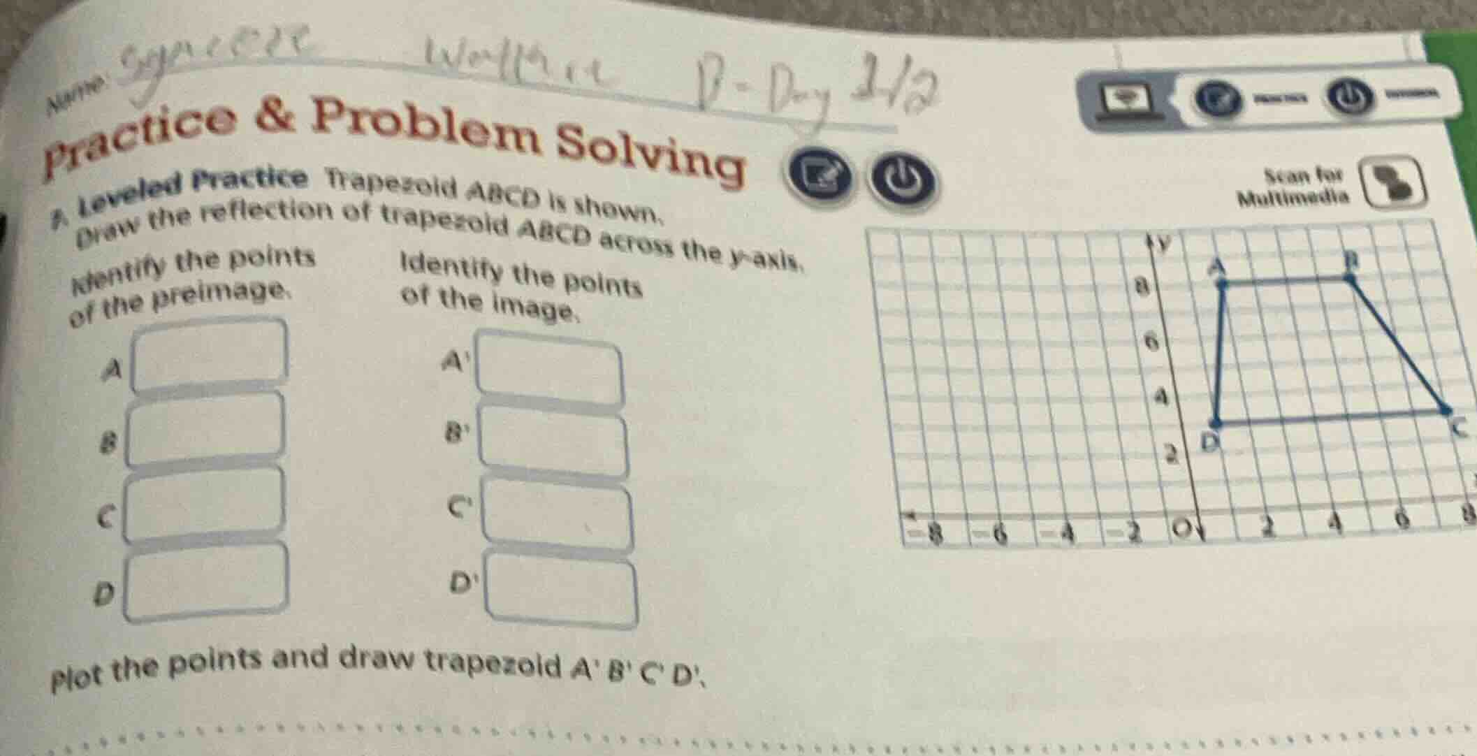 name: practice & problem solving 7 leveled practice trapezoid abcd is s…