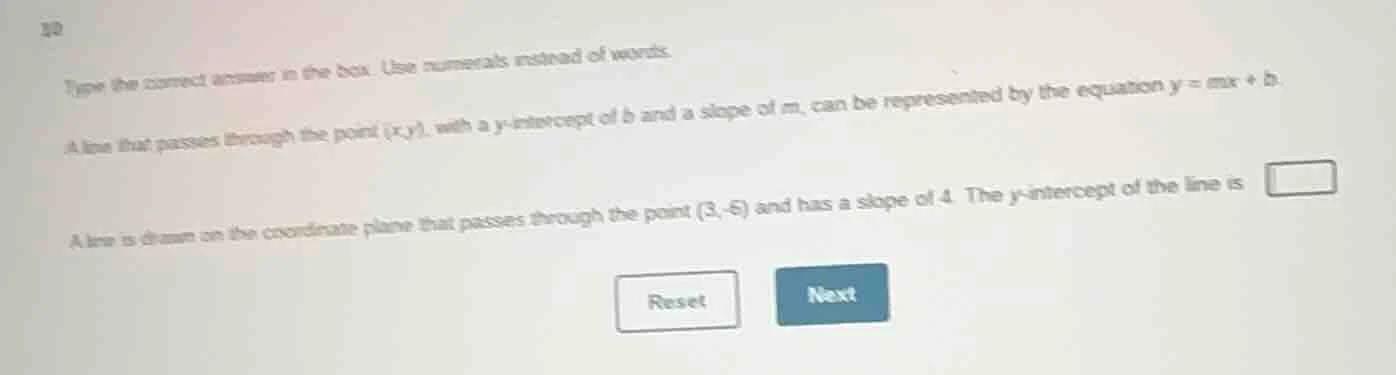 type the correct answer in the box. use numerals instead of words. a li…