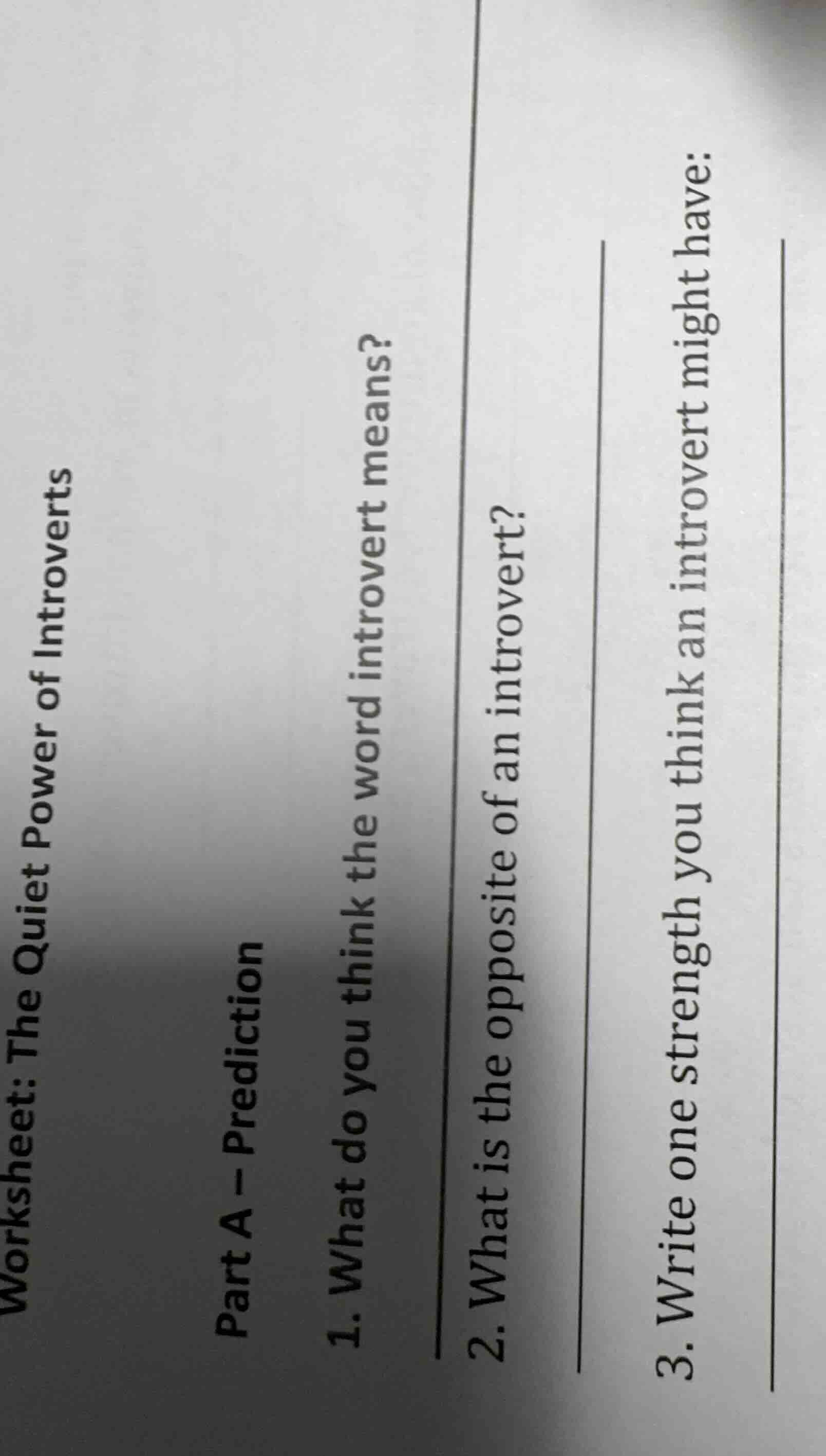 worksheet: the quiet power of introverts part a - prediction 1. what do…
