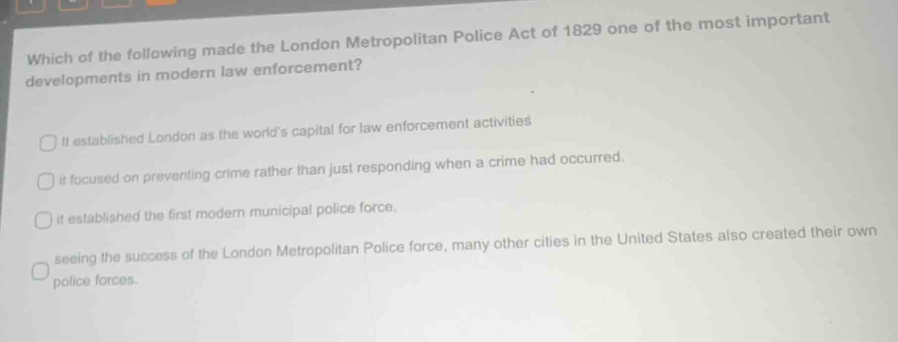 which of the following made the london metropolitan police act of 1829 …