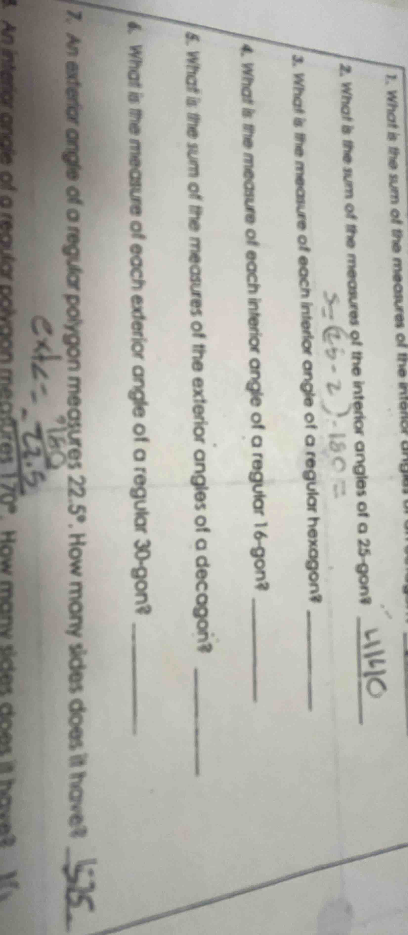1. what is the sum of the measures of the interior angles 2. what is th…