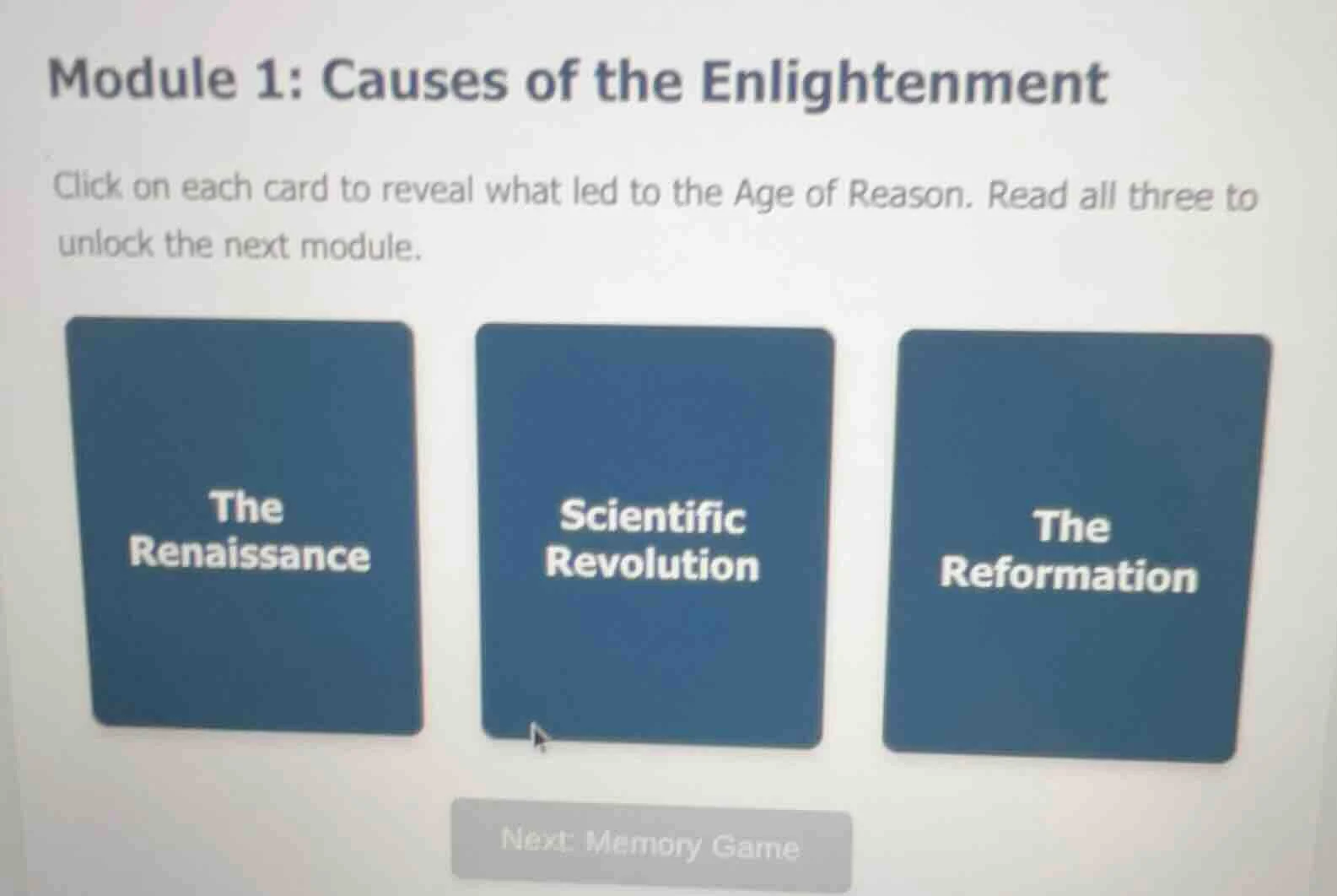 module 1: causes of the enlightenment click on each card to reveal what…