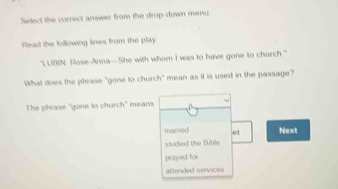 select the correct answer from the drop down menu read the following li…
