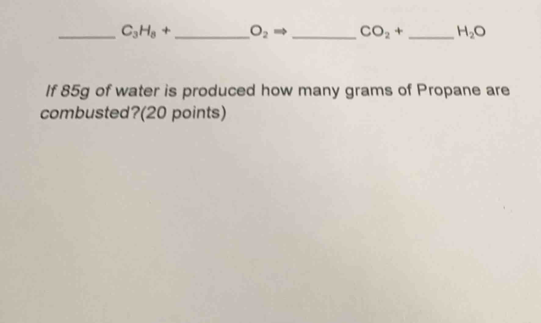 ______ $c_3h_8$ + _________$o_2$ $rightarrow$ _________ $co_2$ + ______…
