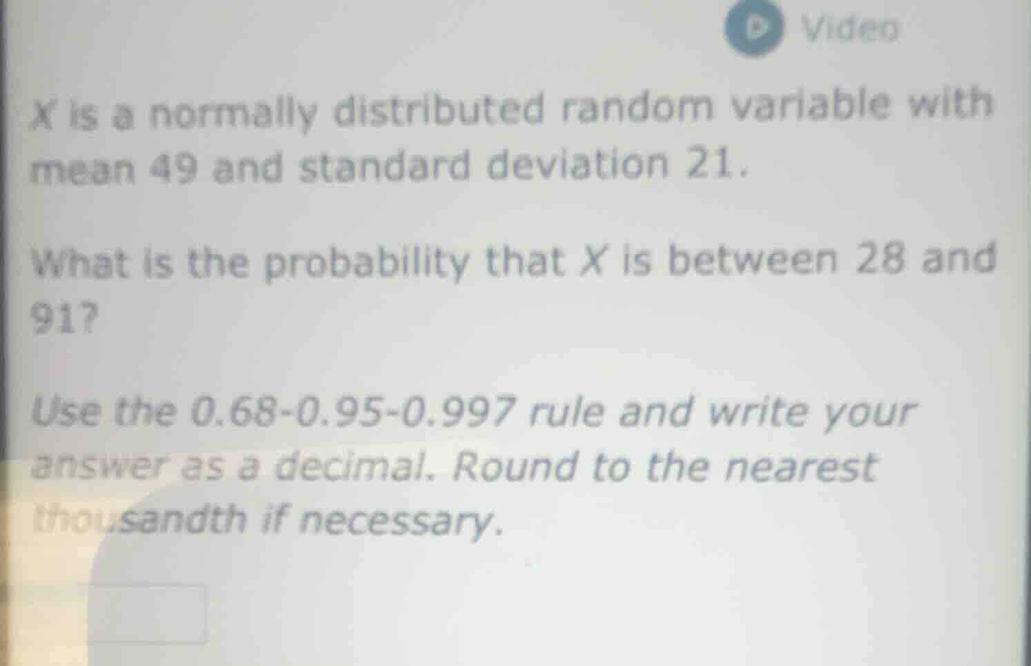x is a normally distributed random variable with mean 49 and standard d…