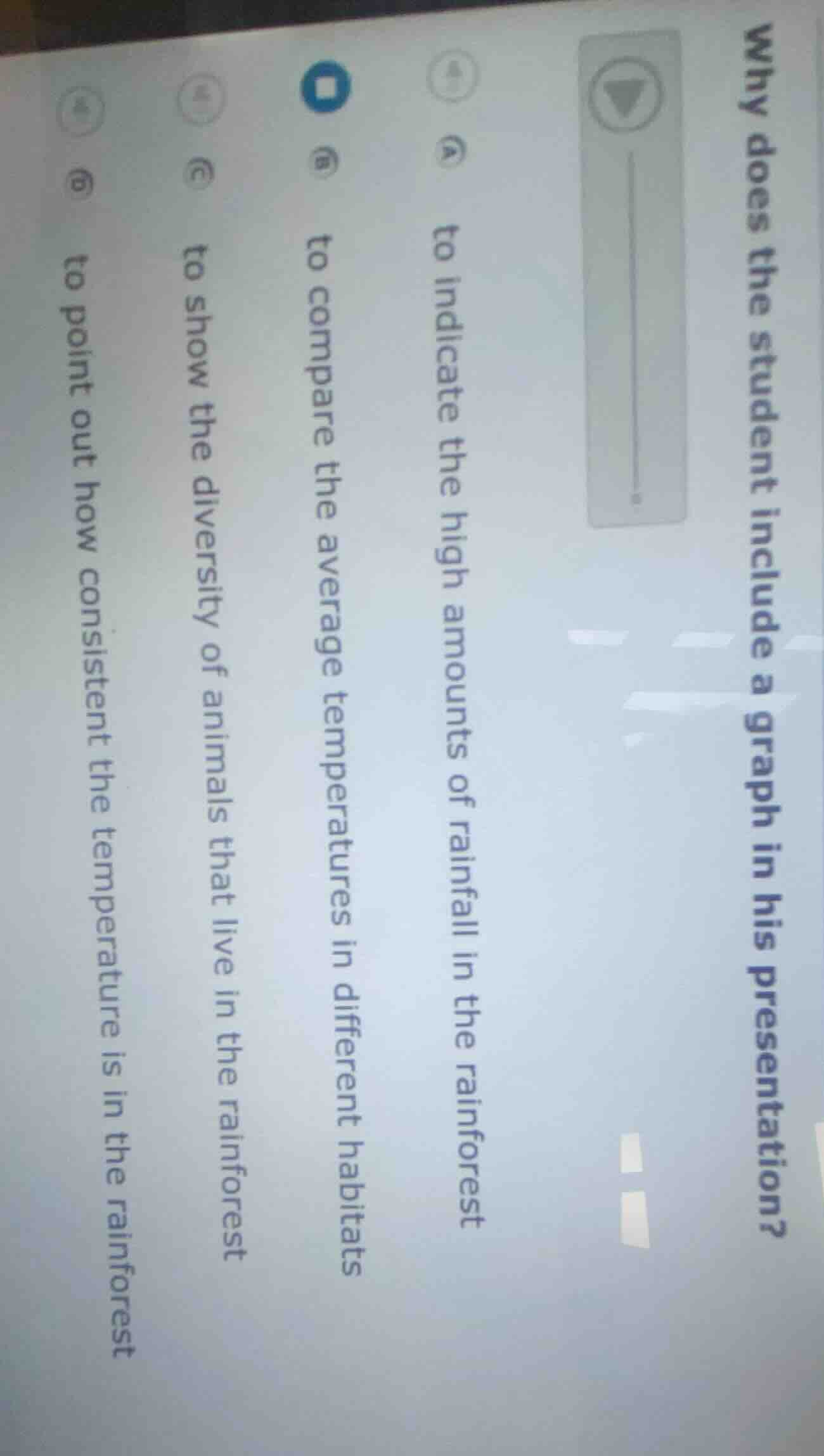 why does the student include a graph in his presentation? a to indicate…