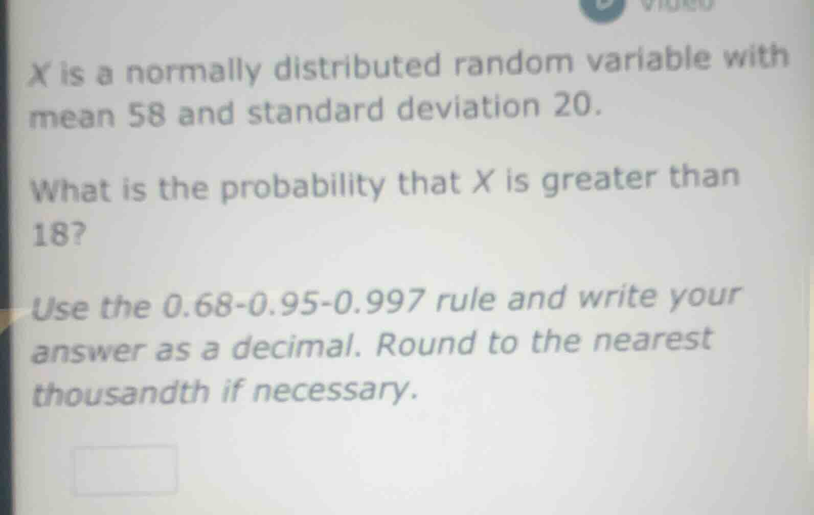 x is a normally distributed random variable with mean 58 and standard d…