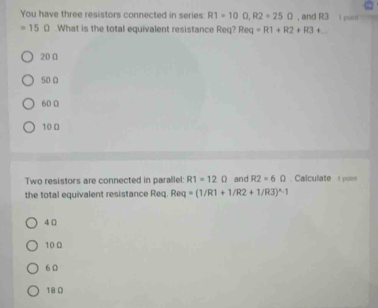 you have three resistors connected in series: r1 = 10 ω, r2 = 25 ω, and…