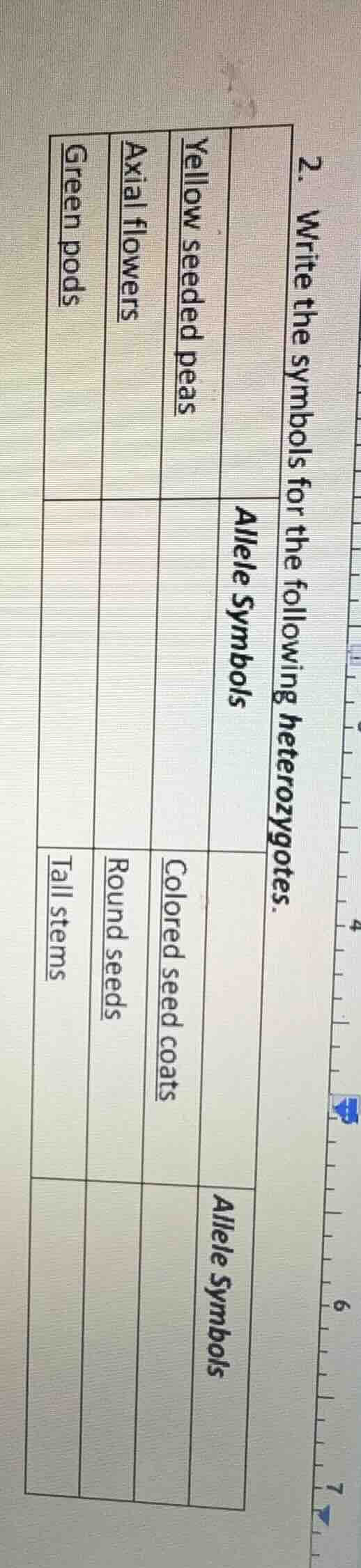 2. write the symbols for the following heterozygotes. | allele symbols …