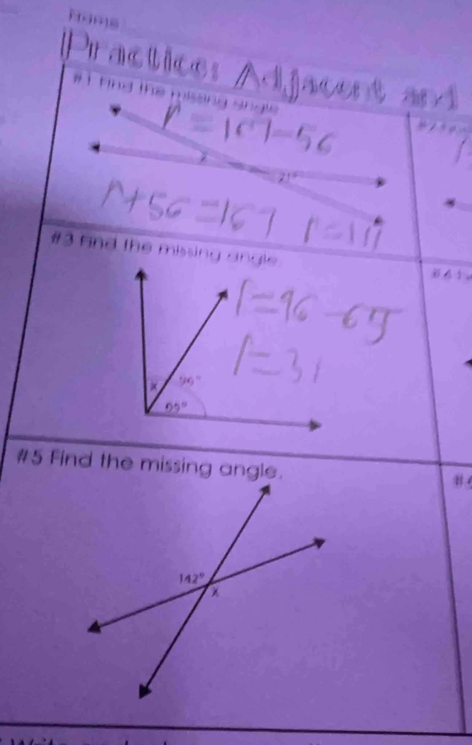 #1 find the missing angle #3 find the missing angle #5 find the missing…