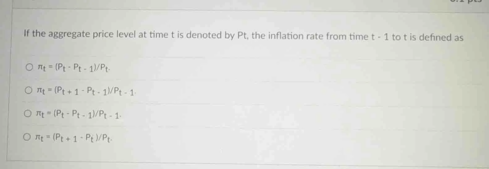 if the aggregate price level at time t is denoted by pt, the inflation …