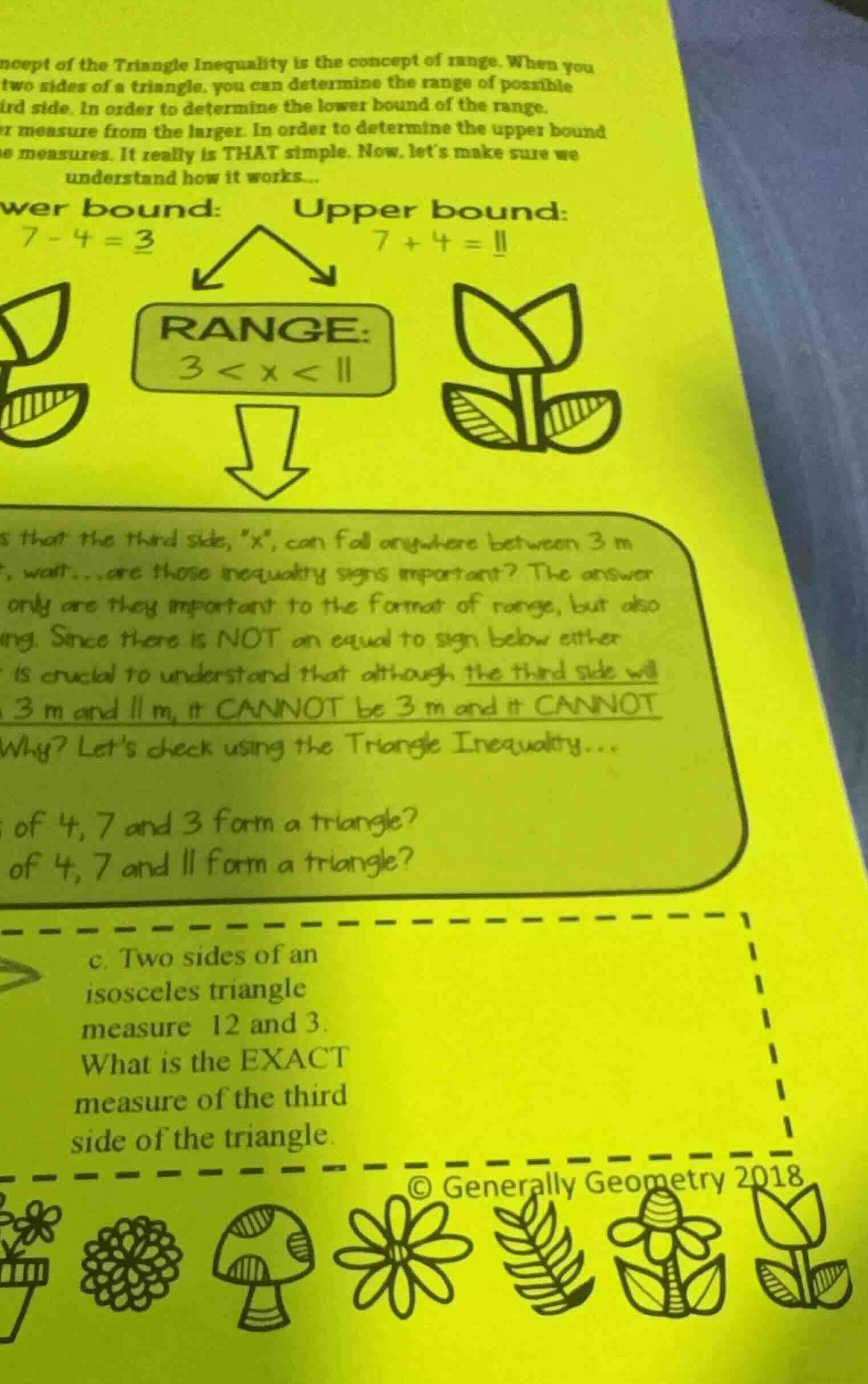 ncept of the triangle inequality is the concept of range. when you two …