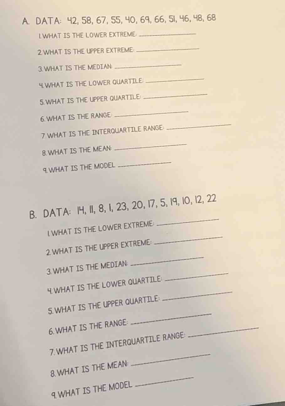 a. data: 42, 58, 67, 55, 40, 69, 66, 51, 46, 48, 68 1 what is the lower…