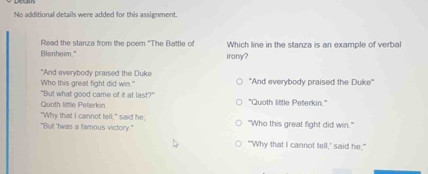 read the stanza from the poem \the battle of blenheim.\ \and everybody …