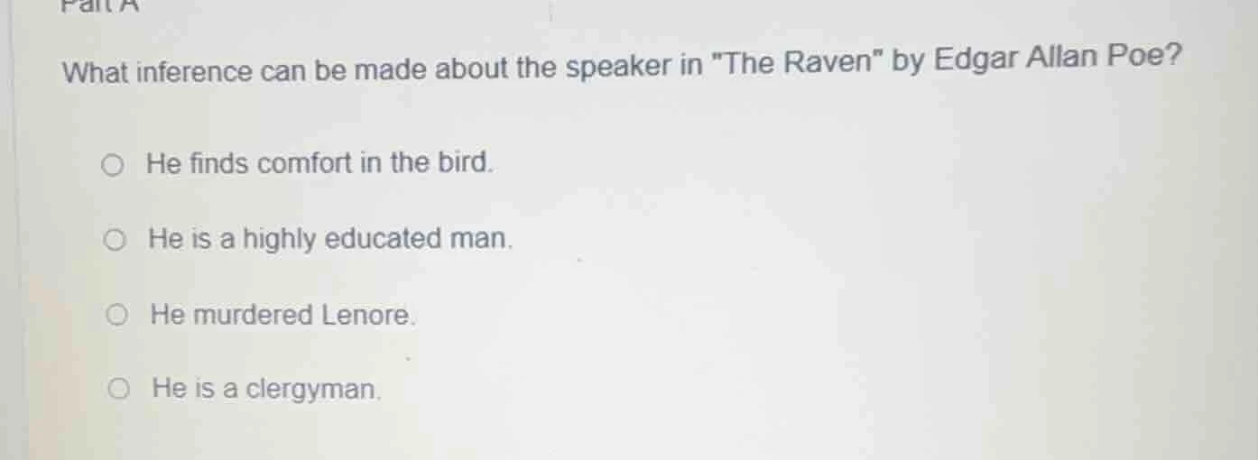 part a what inference can be made about the speaker in \the raven\ by e…