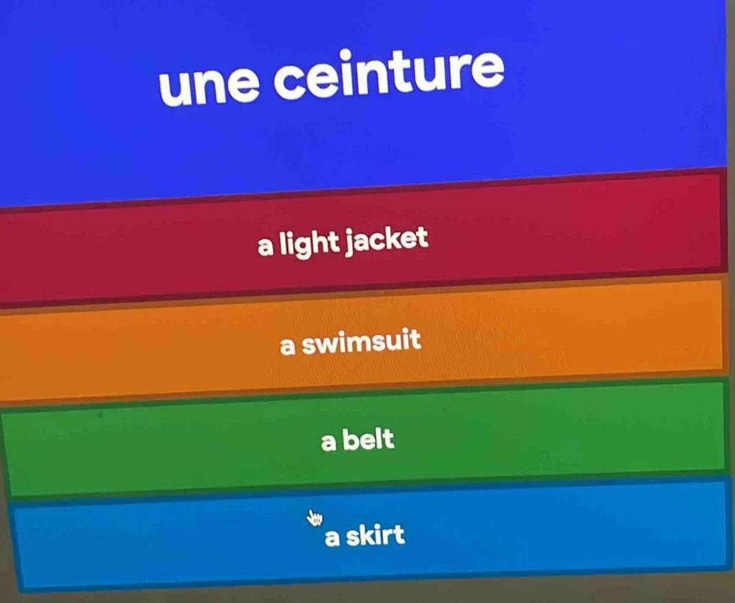 une ceinture a light jacket a swimsuit a belt a skirt