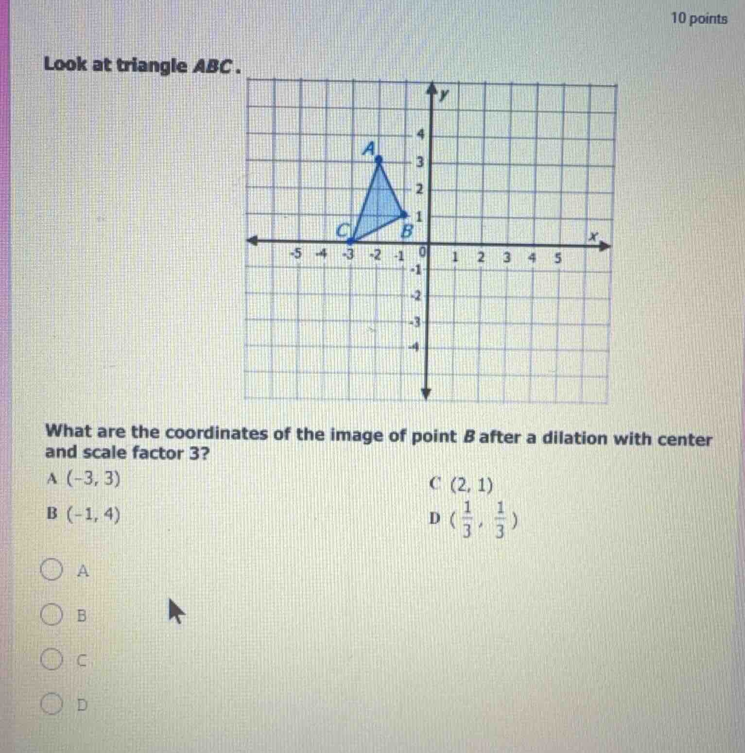 look at triangle abc. what are the coordinates of the image of point b …