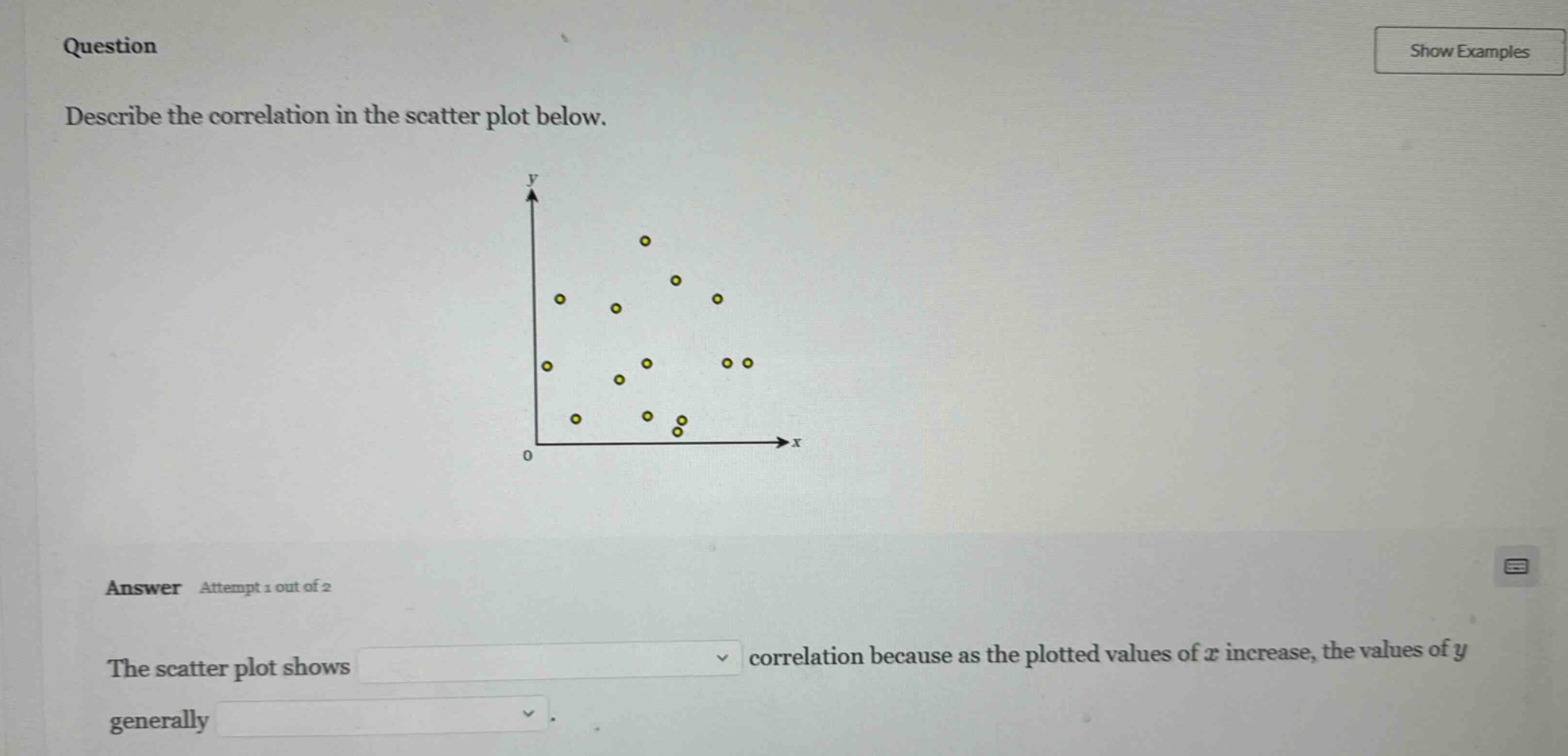 question describe the correlation in the scatter plot below. answer att…
