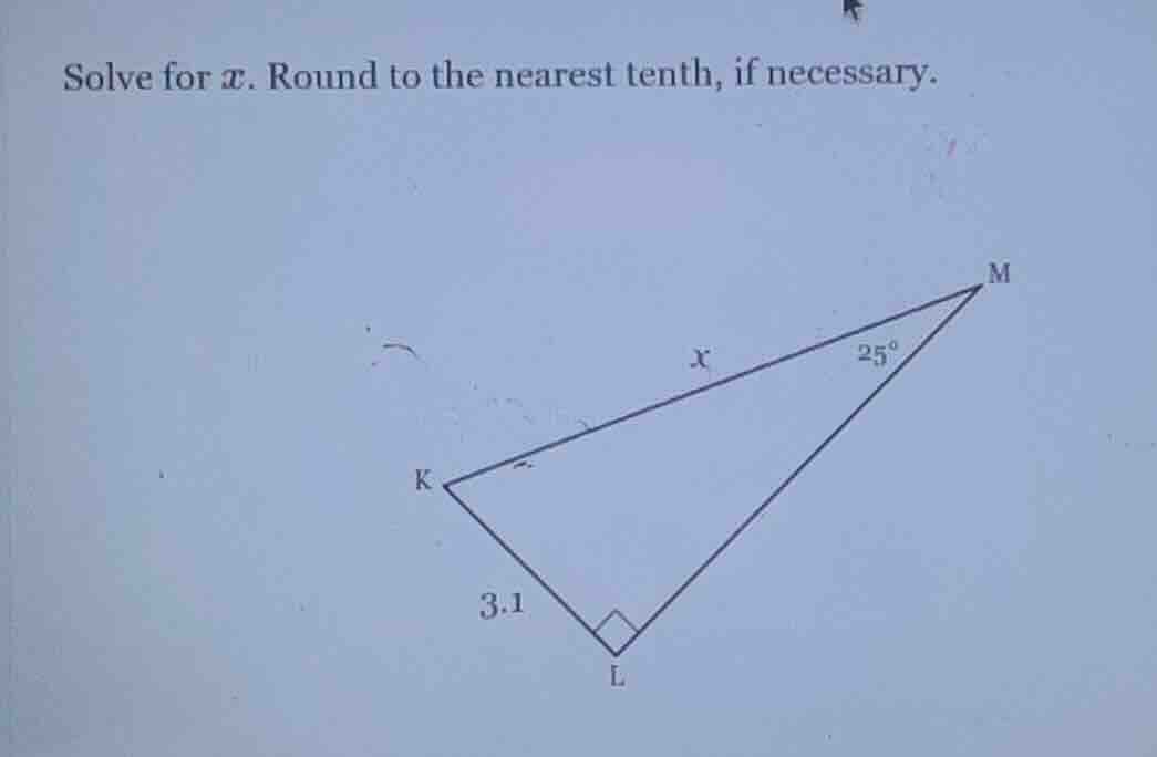 solve for ( x ). round to the nearest tenth, if necessary.