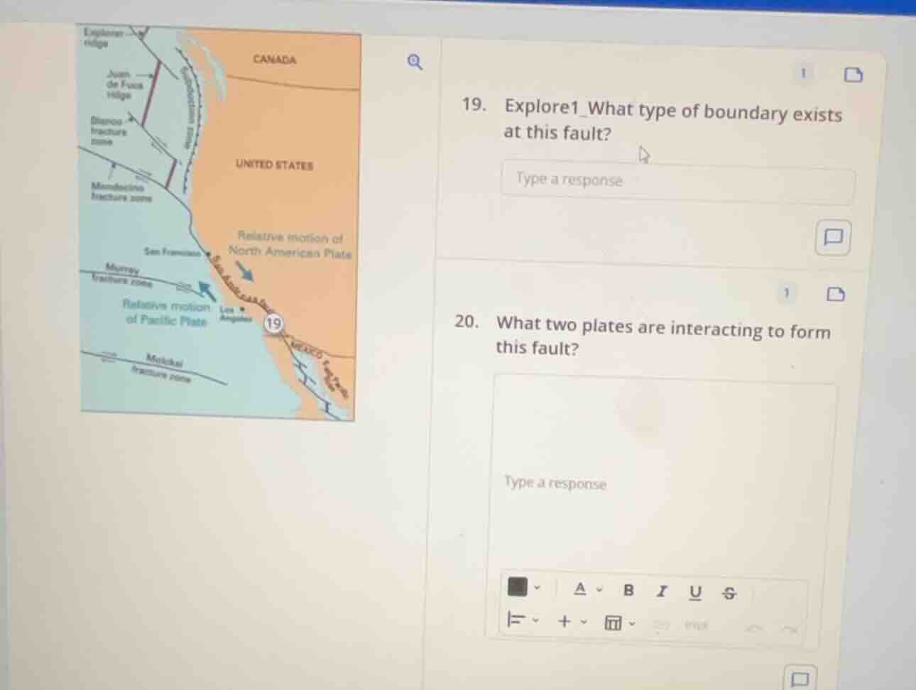 19. explore1_what type of boundary exists at this fault? type a respons…