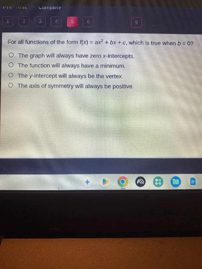 for all functions of the form $f(x) = ax^2 + bx + c$, which is true whe…