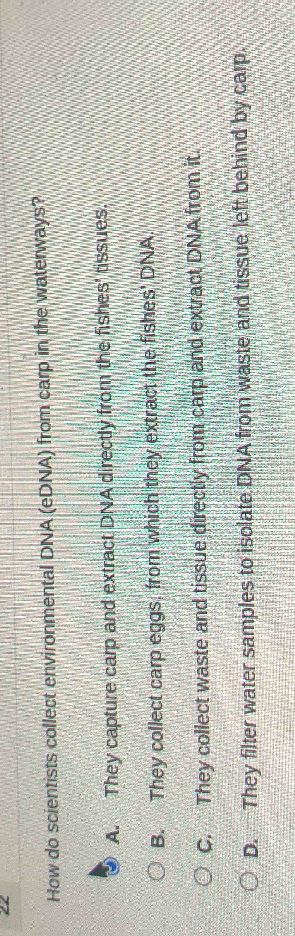 how do scientists collect environmental dna (edna) from carp in the wat…