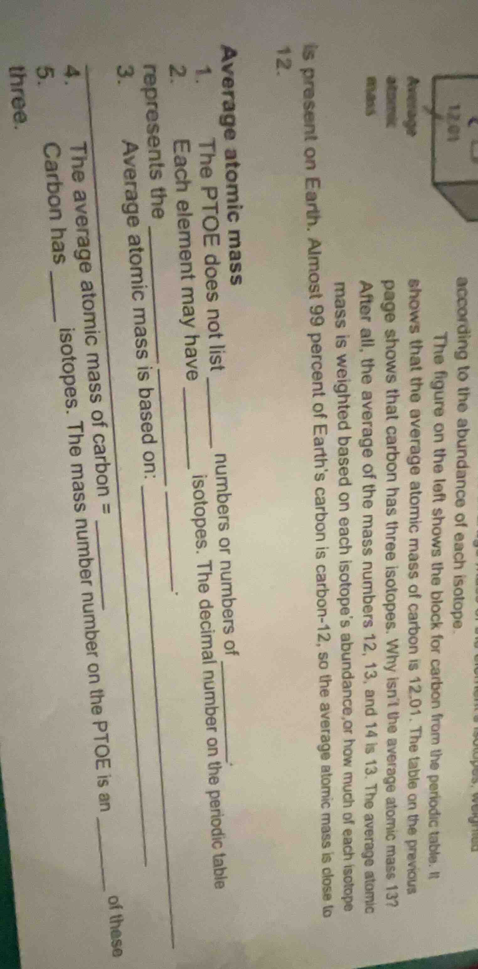 average atomic mass 1. the ptoe does not list ______ numbers or numbers…