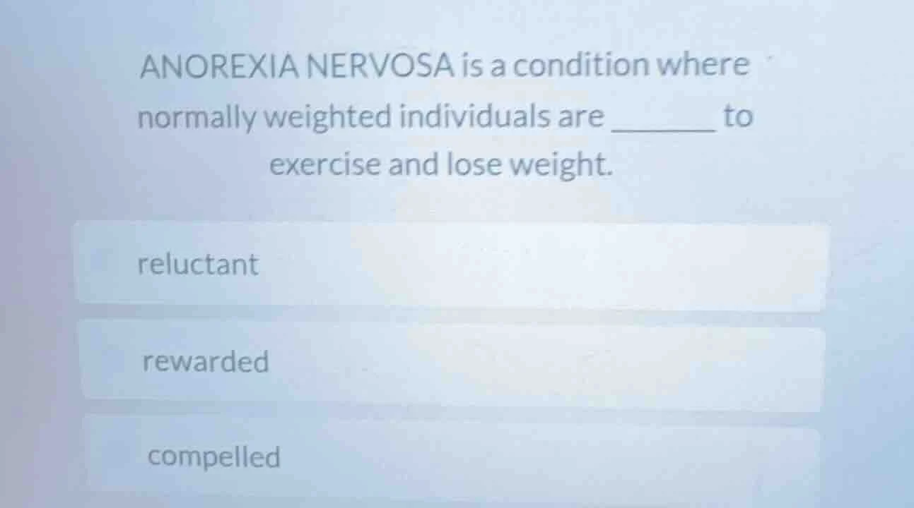 anorexia nervosa is a condition where normally weighted individuals are…