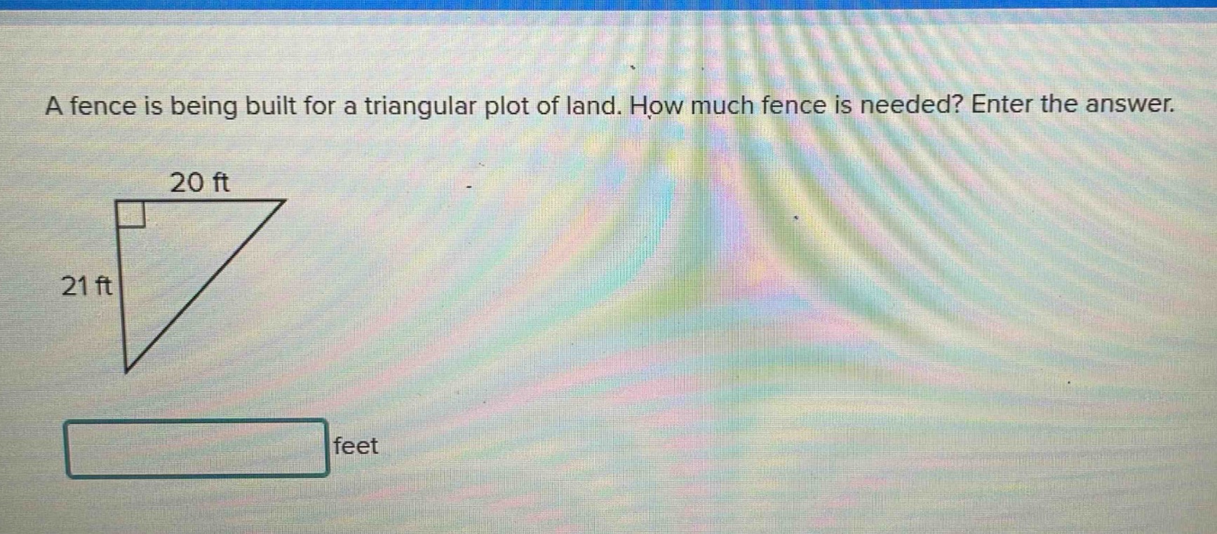 a fence is being built for a triangular plot of land. how much fence is…