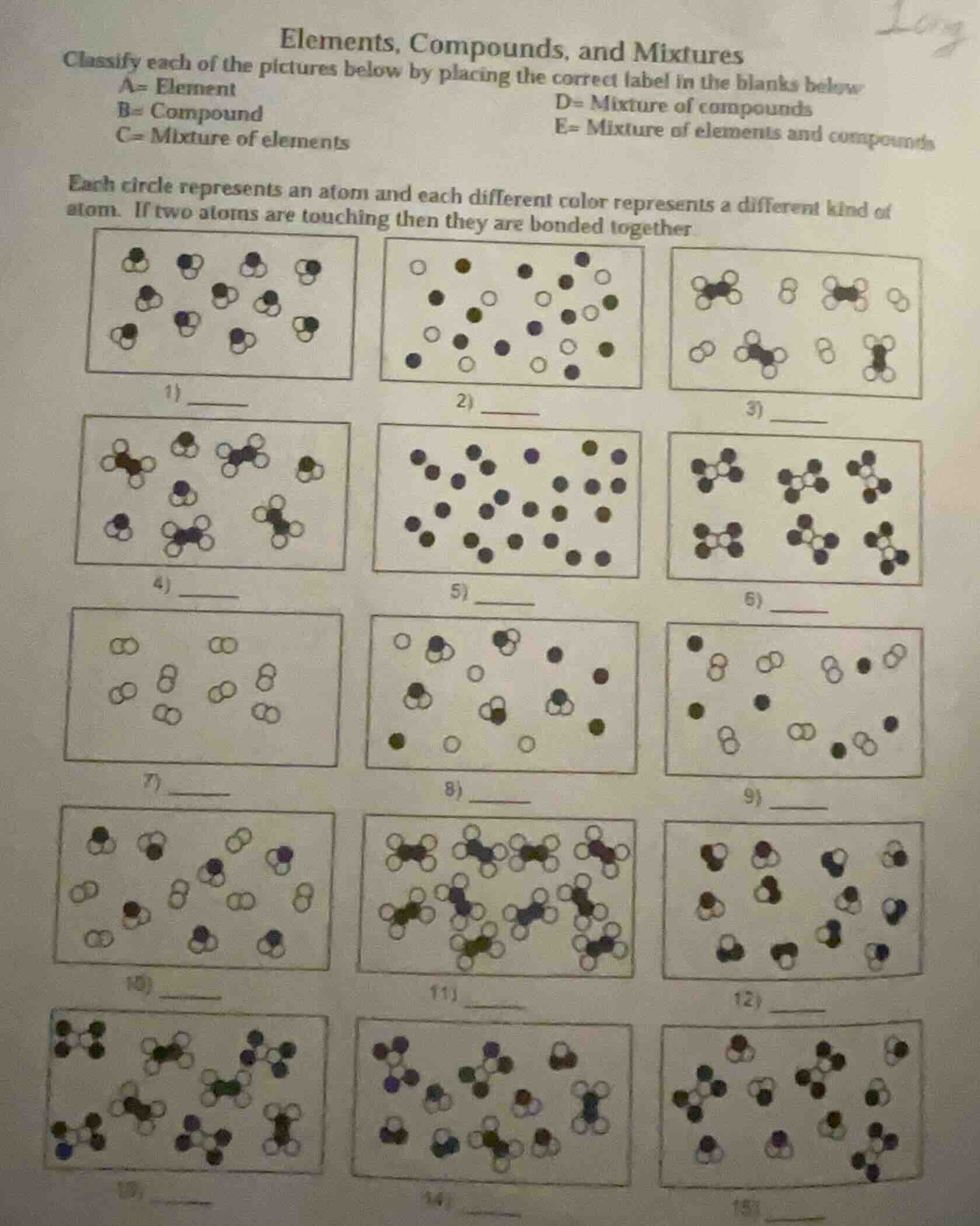 elements, compounds, and mixtures classify each of the pictures below b…