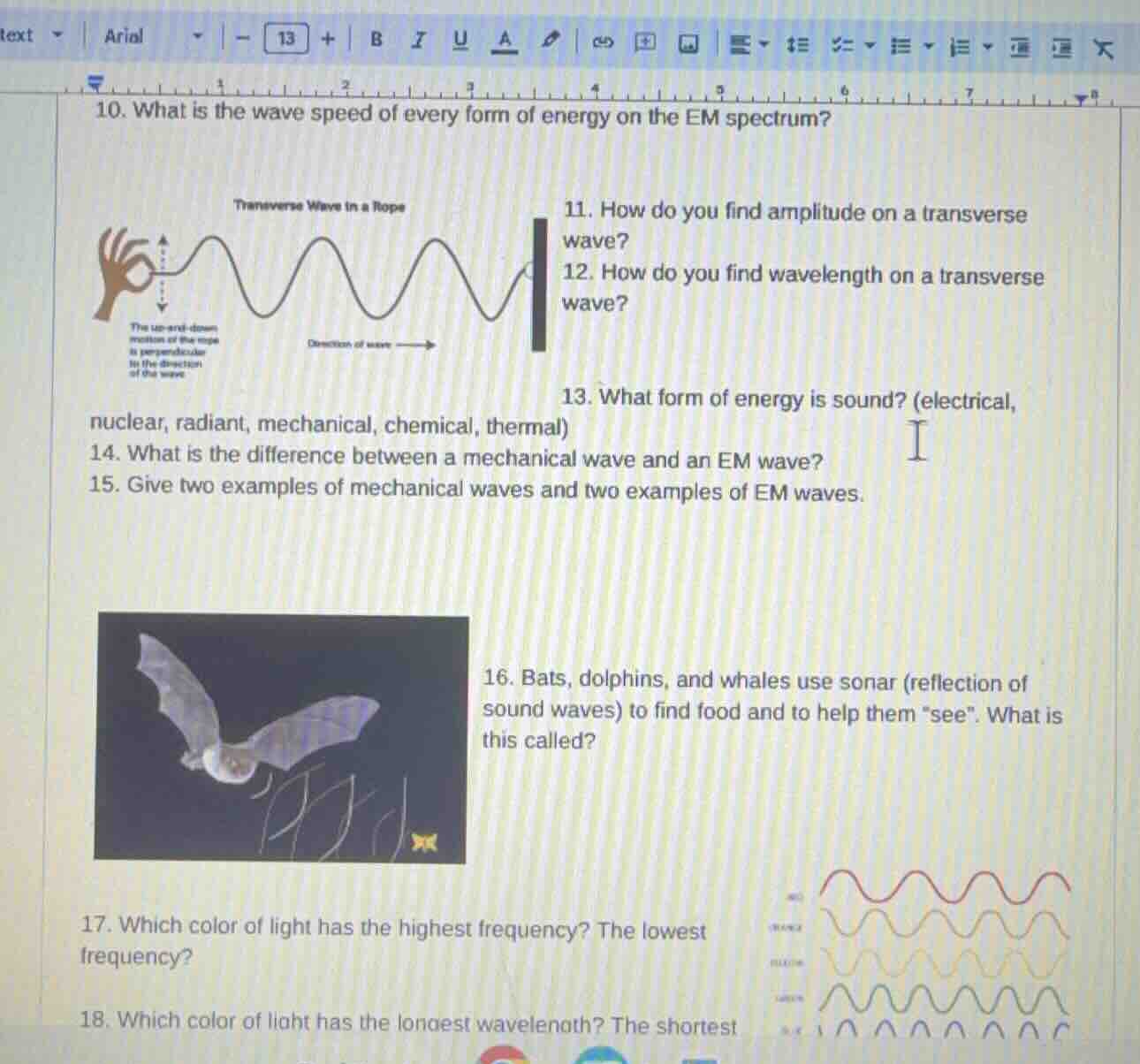 10. what is the wave speed of every form of energy on the em spectrum? …