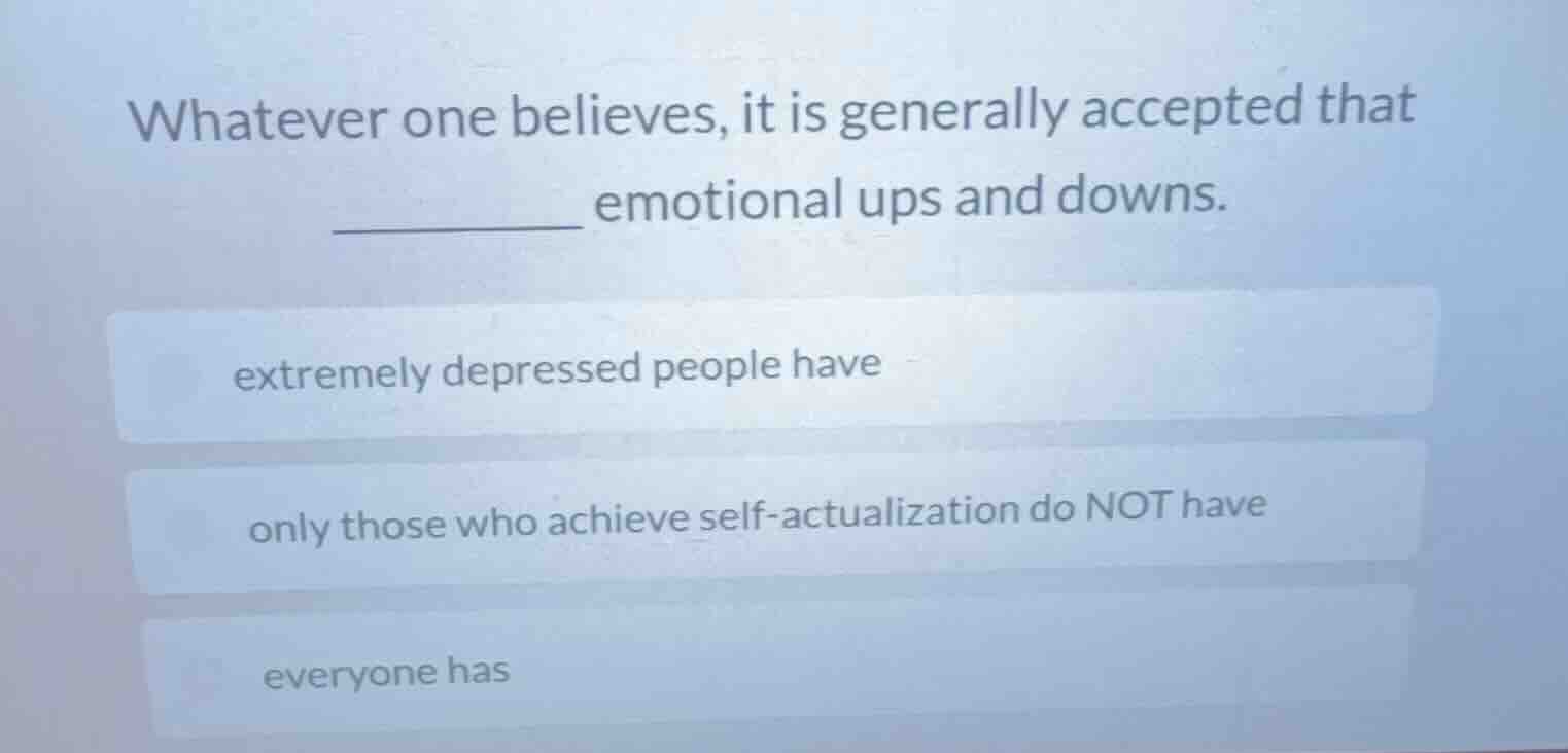 whatever one believes, it is generally accepted that ______ emotional u…