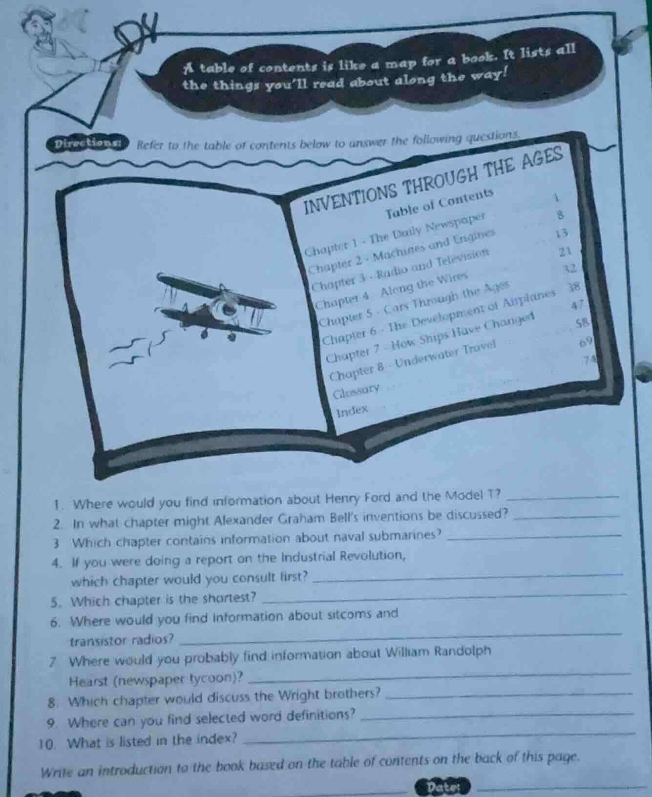 a table of contents is like a map for a book. it lists all the things y…