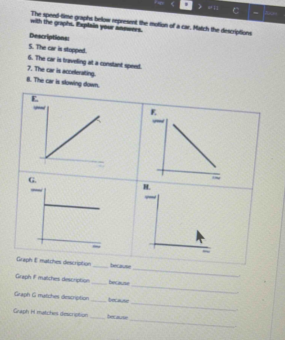 the speed - time graphs below represent the motion of a car. match the …