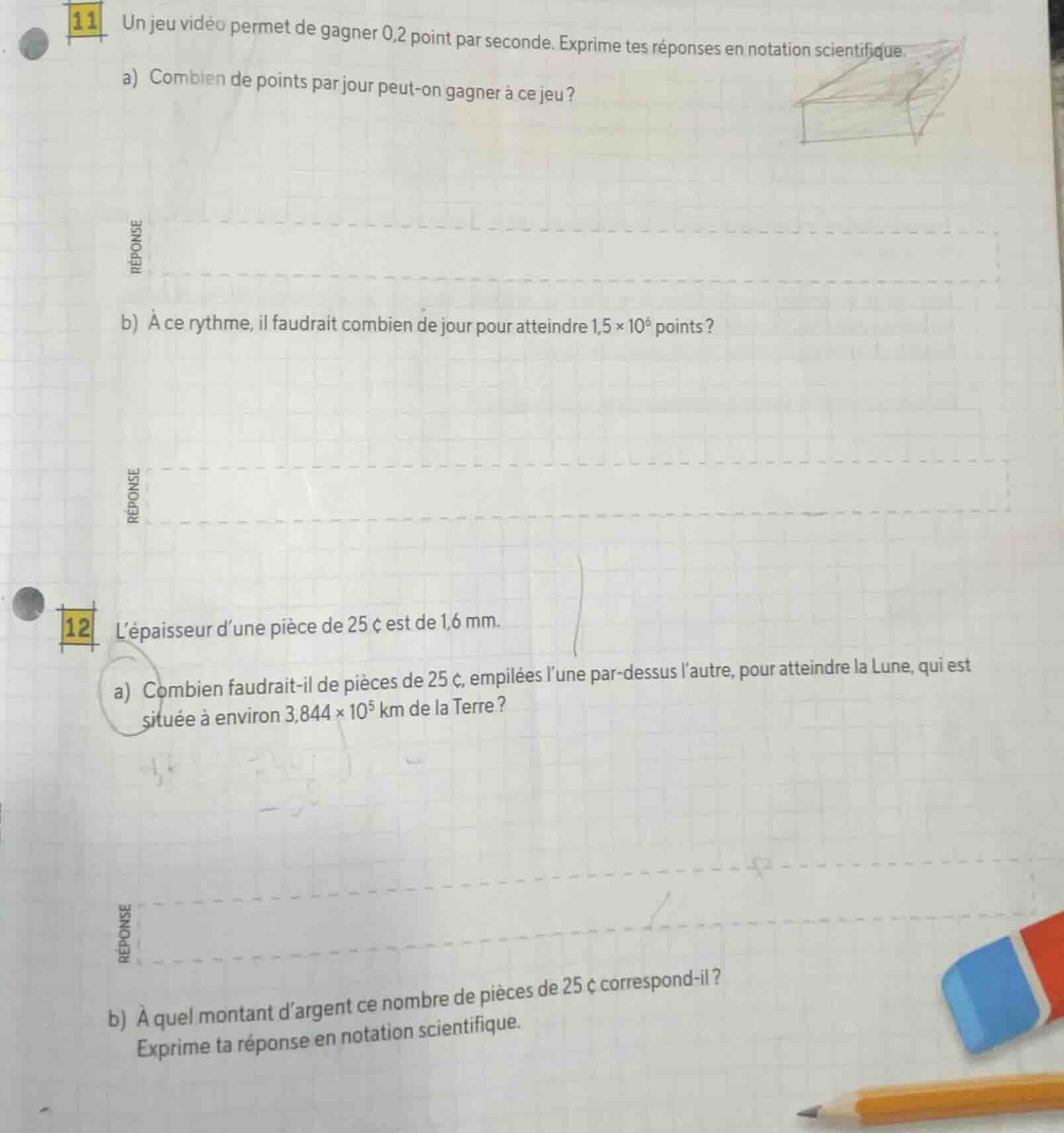 11 un jeu vidéo permet de gagner 0,2 point par seconde. exprime tes rép…