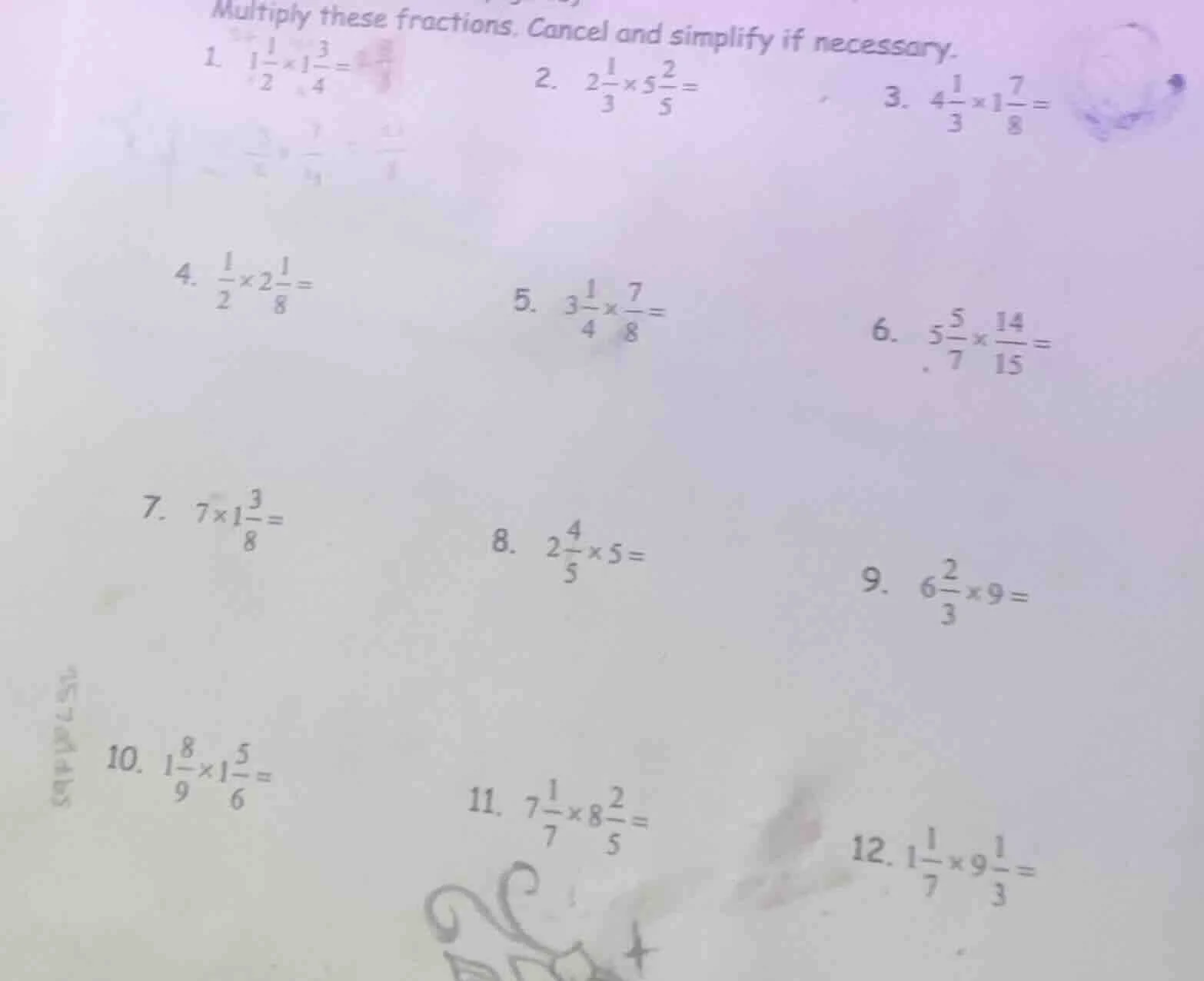 multiply these fractions. cancel and simplify if necessary. 1. $1\\frac…