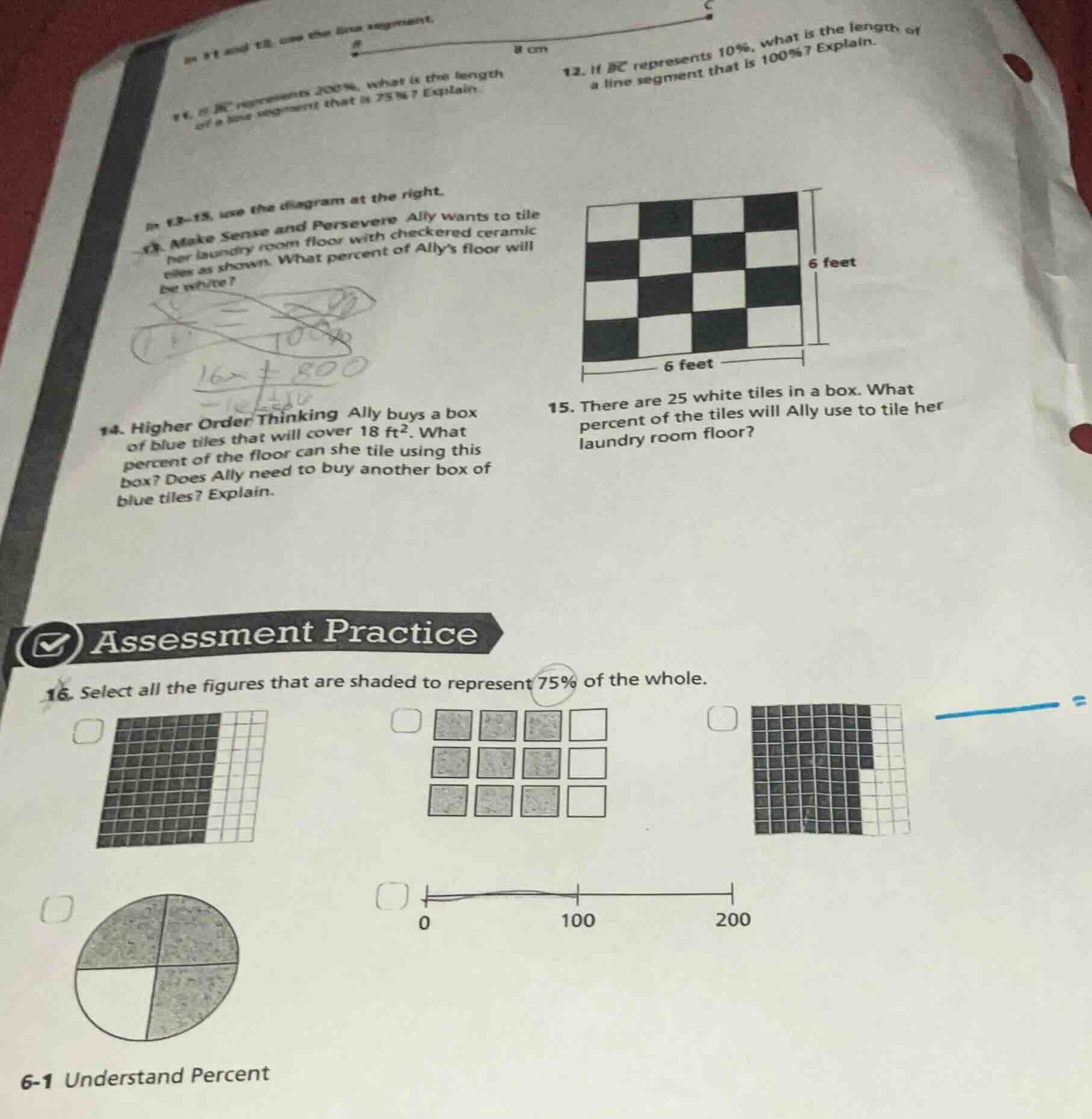 16. select all the figures that are shaded to represent 75% of the whol…