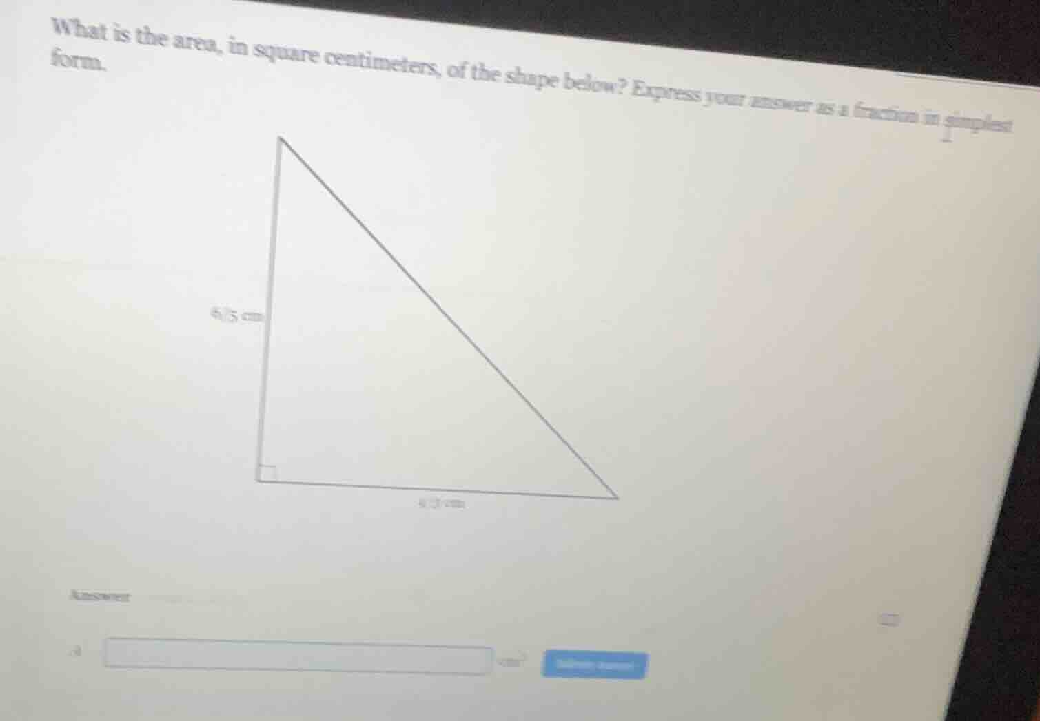 what is the area, in square centimeters, of the shape below? express yo…