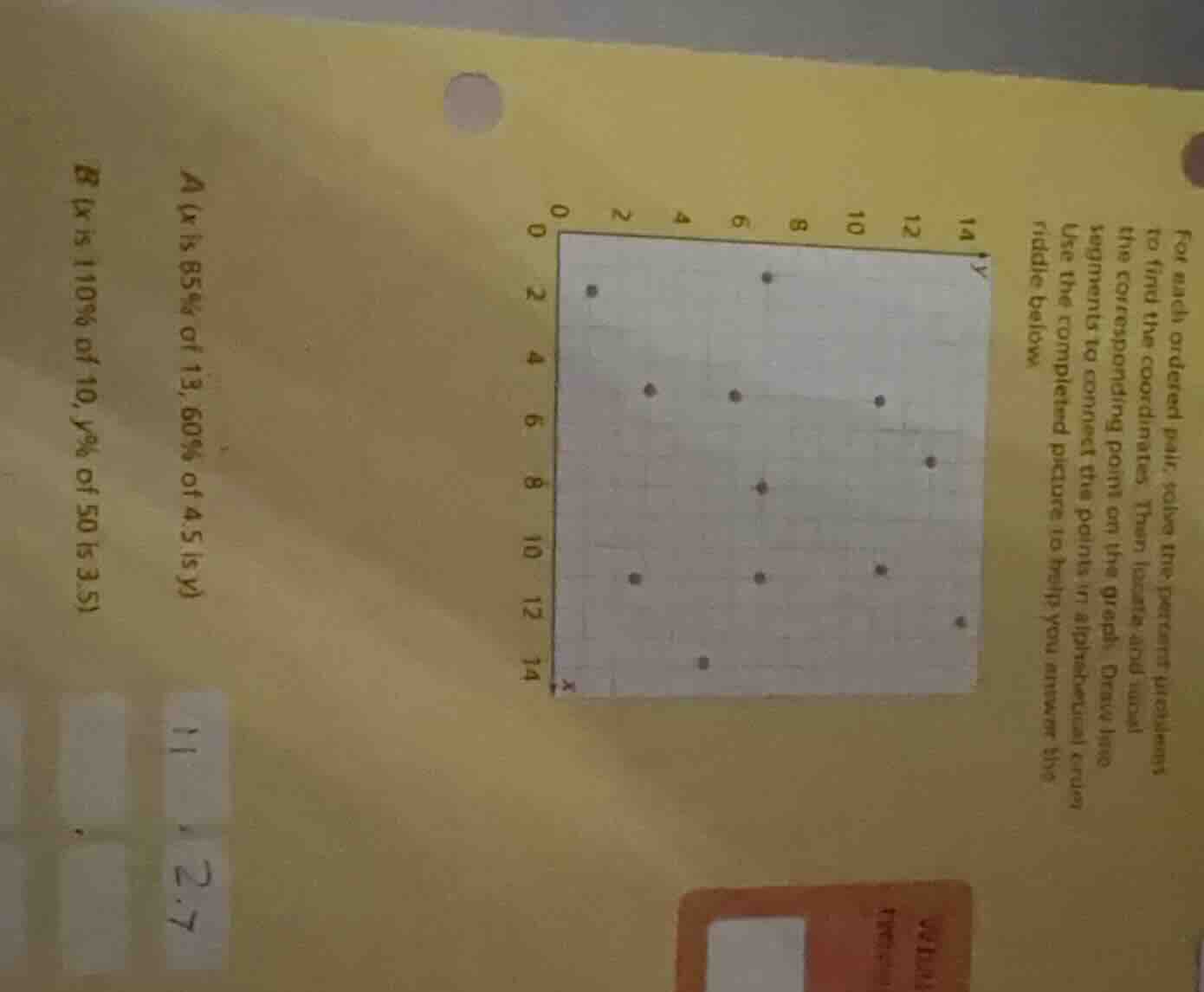 for each ordered pair, solve the percent problems to find the coordinat…