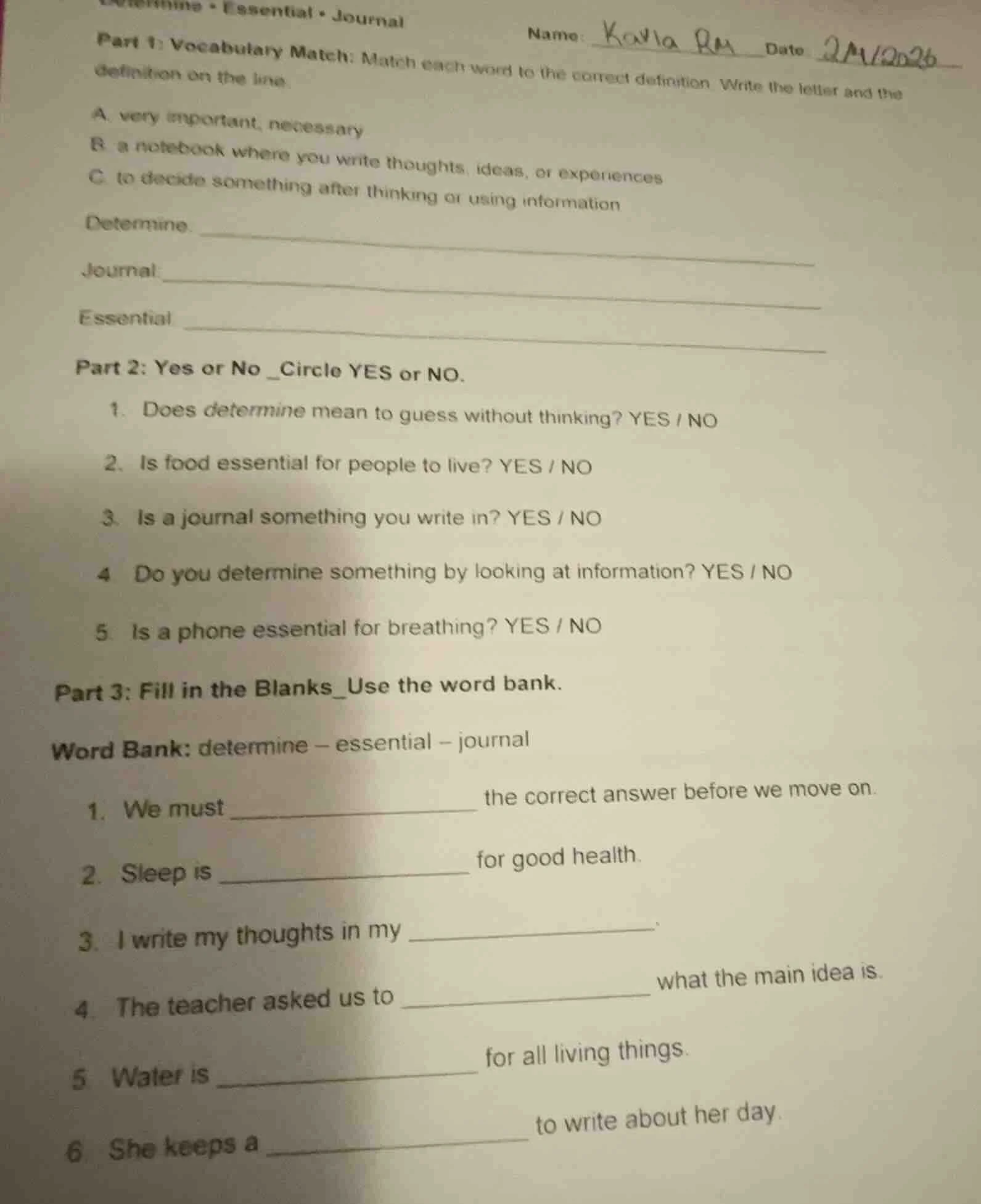 name: kayla rm date: 2/1/2026 part 1: vocabulary match: match each word…