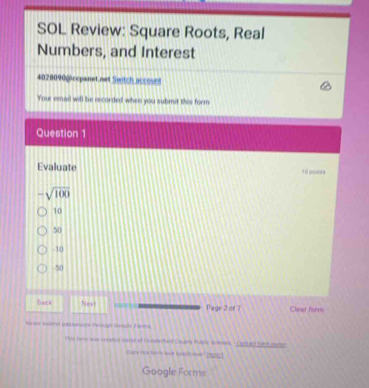 sol review: square roots, real numbers, and interest 4028090@ccpsnet.ne…