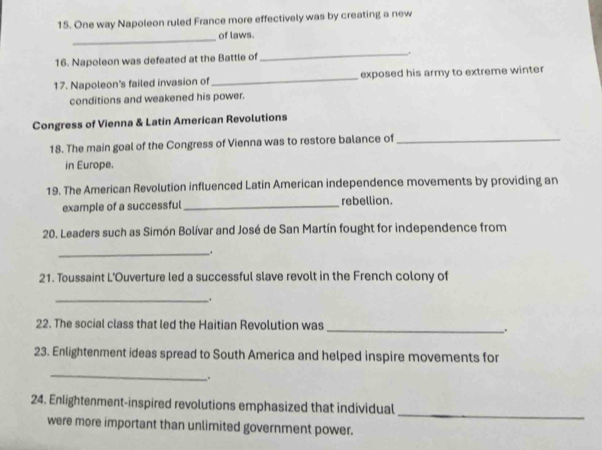 15. one way napoleon ruled france more effectively was by creating a ne…