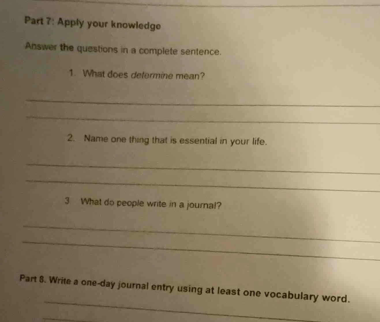 part 7: apply your knowledge answer the questions in a complete sentenc…