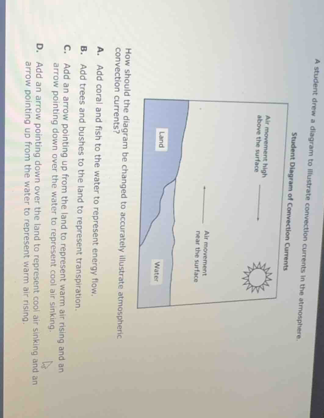 a student drew a diagram to illustrate convection currents in the atmos…