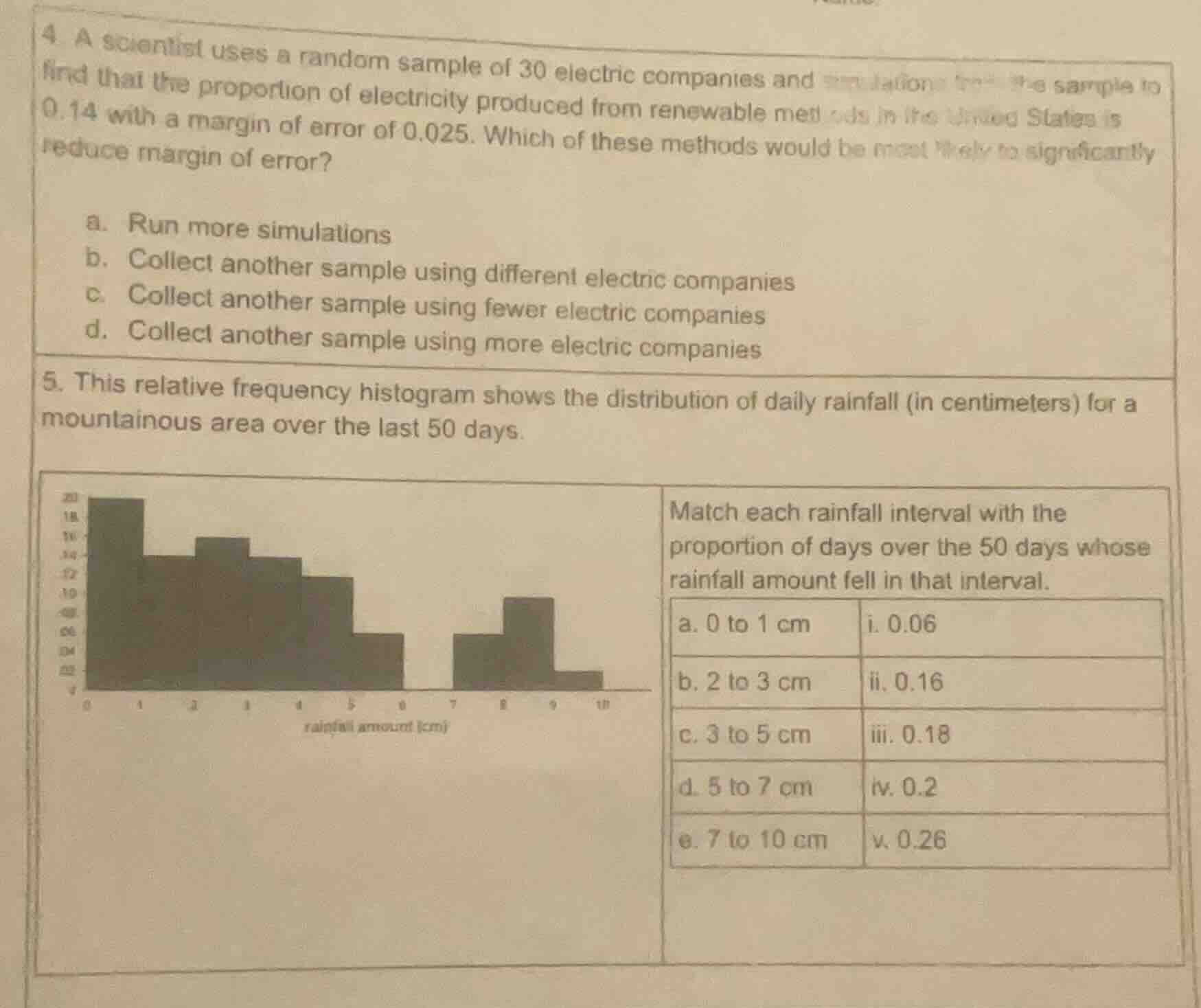 4. a scientist uses a random sample of 30 electric companies and simula…