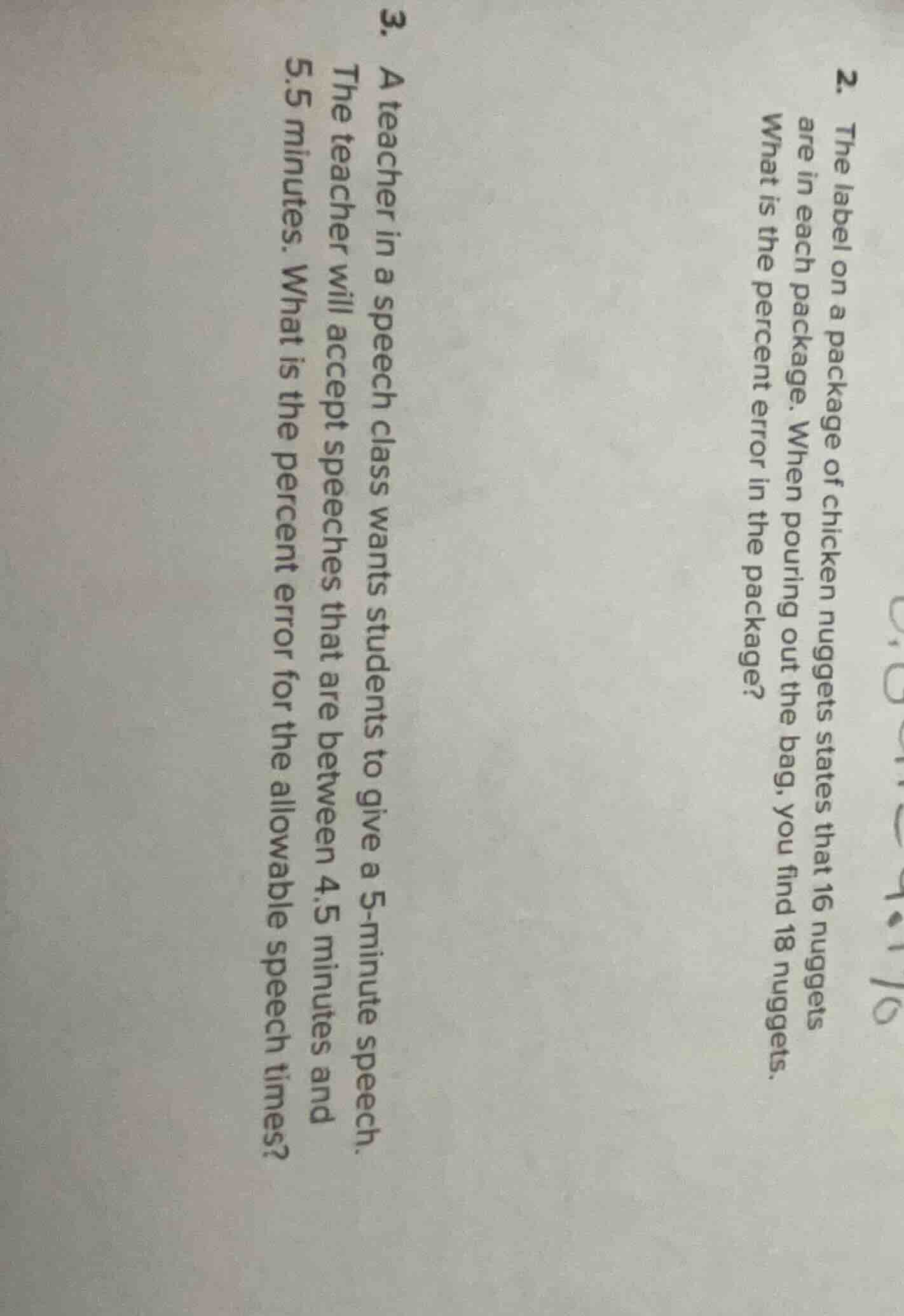 2. the label on a package of chicken nuggets states that 16 nuggets are…