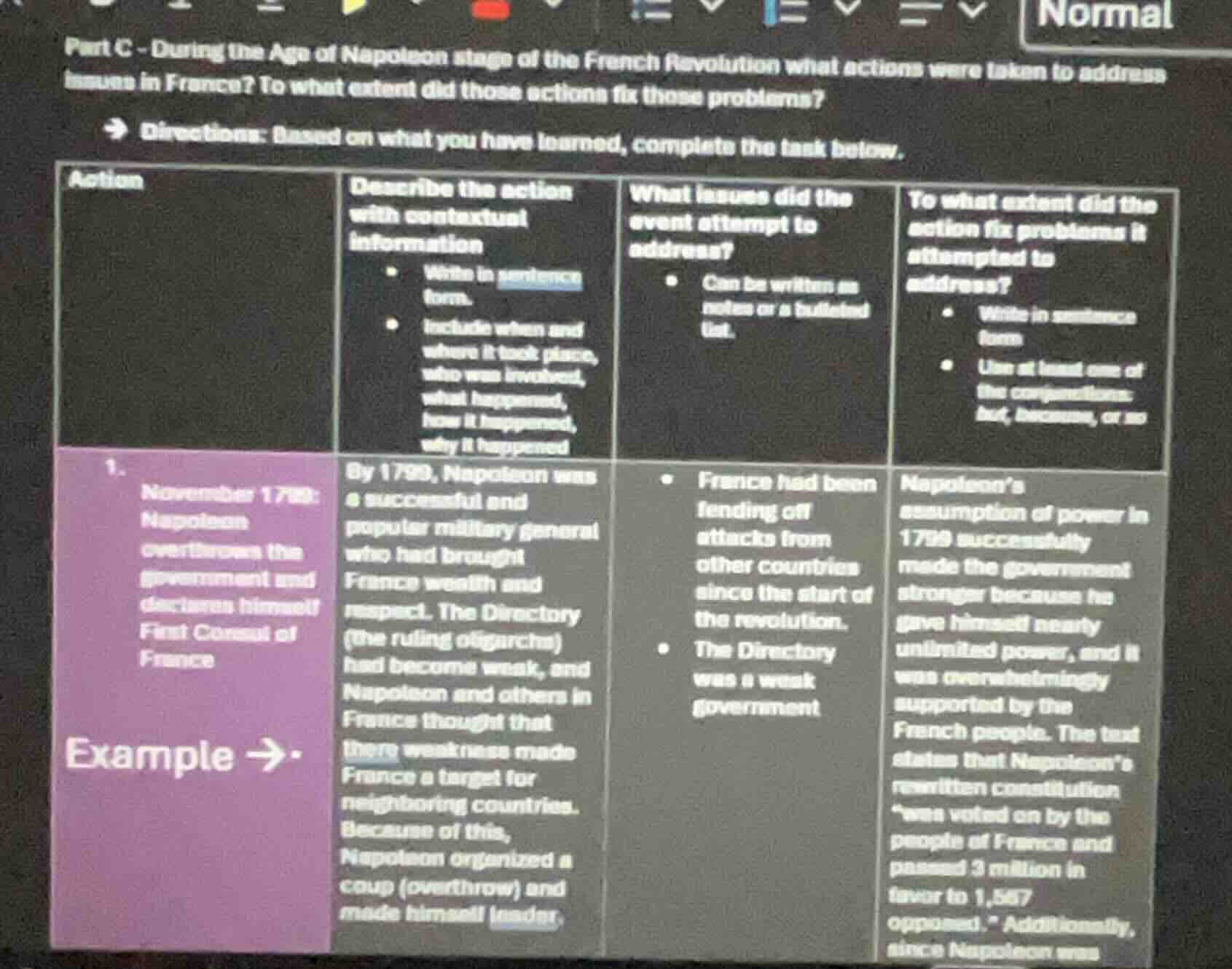 part c - during the age of napoleon stage of the french revolution what…